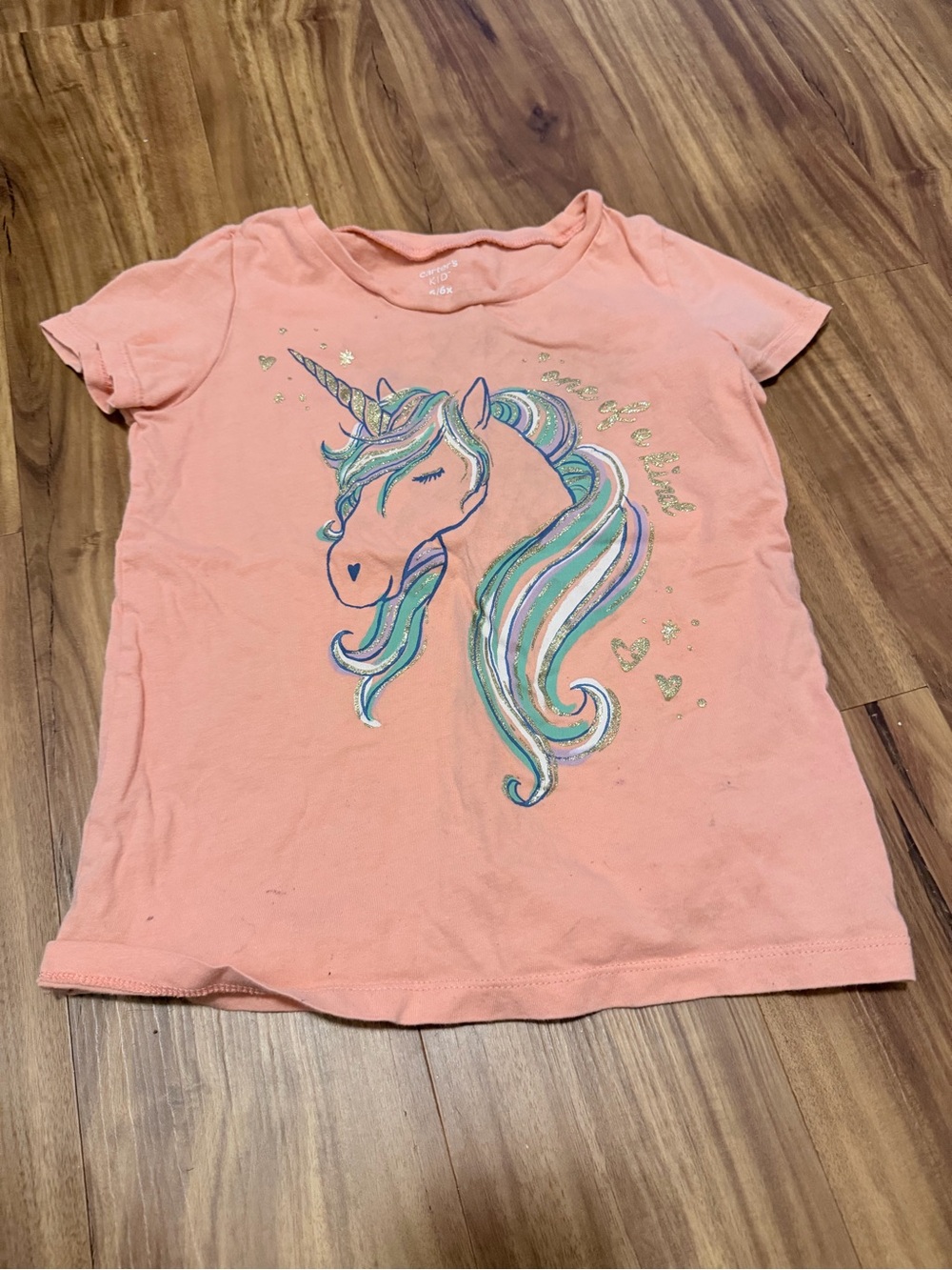 Girls' Peach Unicorn Graphic Tee